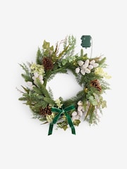 Laura Ashley Green Pre Lit Pine Christmas Wreath - Image 5 of 5