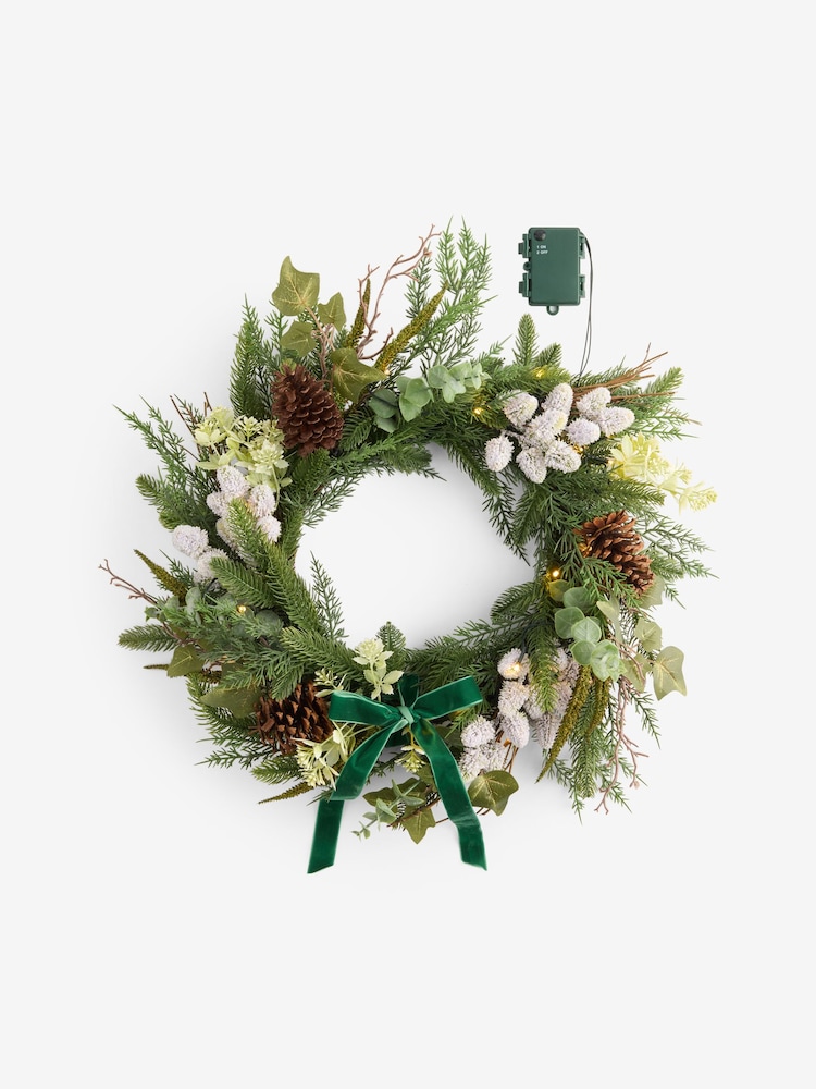 Laura Ashley Green Pre Lit Pine Christmas Wreath - Image 5 of 5 Laura Ashley Green Pre Lit Pine Christmas Wreath - Image 5 of 5