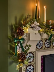 Laura Ashley Green Pre Lit Pinecone Christmas Garland - Image 2 of 4