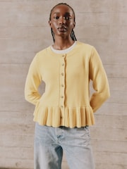 Albaray Yellow Peplum Cotton Cardigan - Bilde 1 av 6