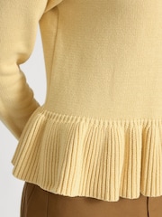 Albaray Yellow Peplum Cotton Cardigan - Bilde 3 av 6