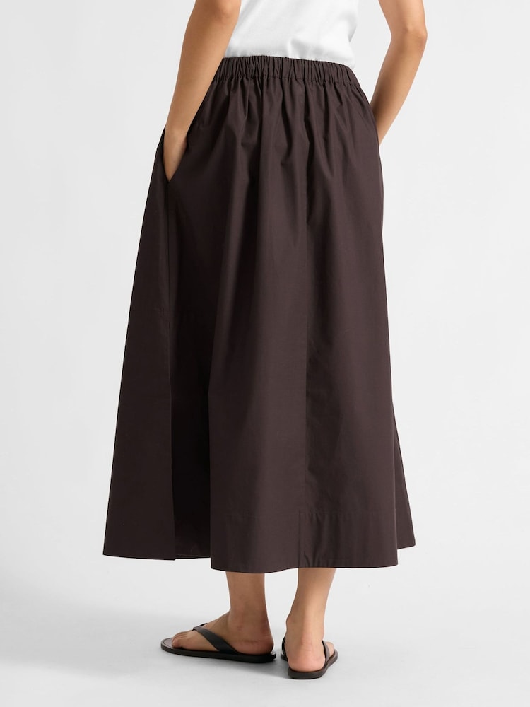 Albaray Chocolate Brown Cotton Full Skirt - Image 2 of 5
