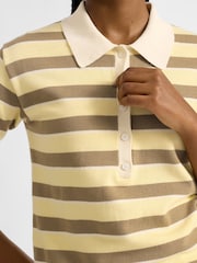 Lemon & Camel Stripe Short Sleeve Polo Shirt - Image 3 of 4