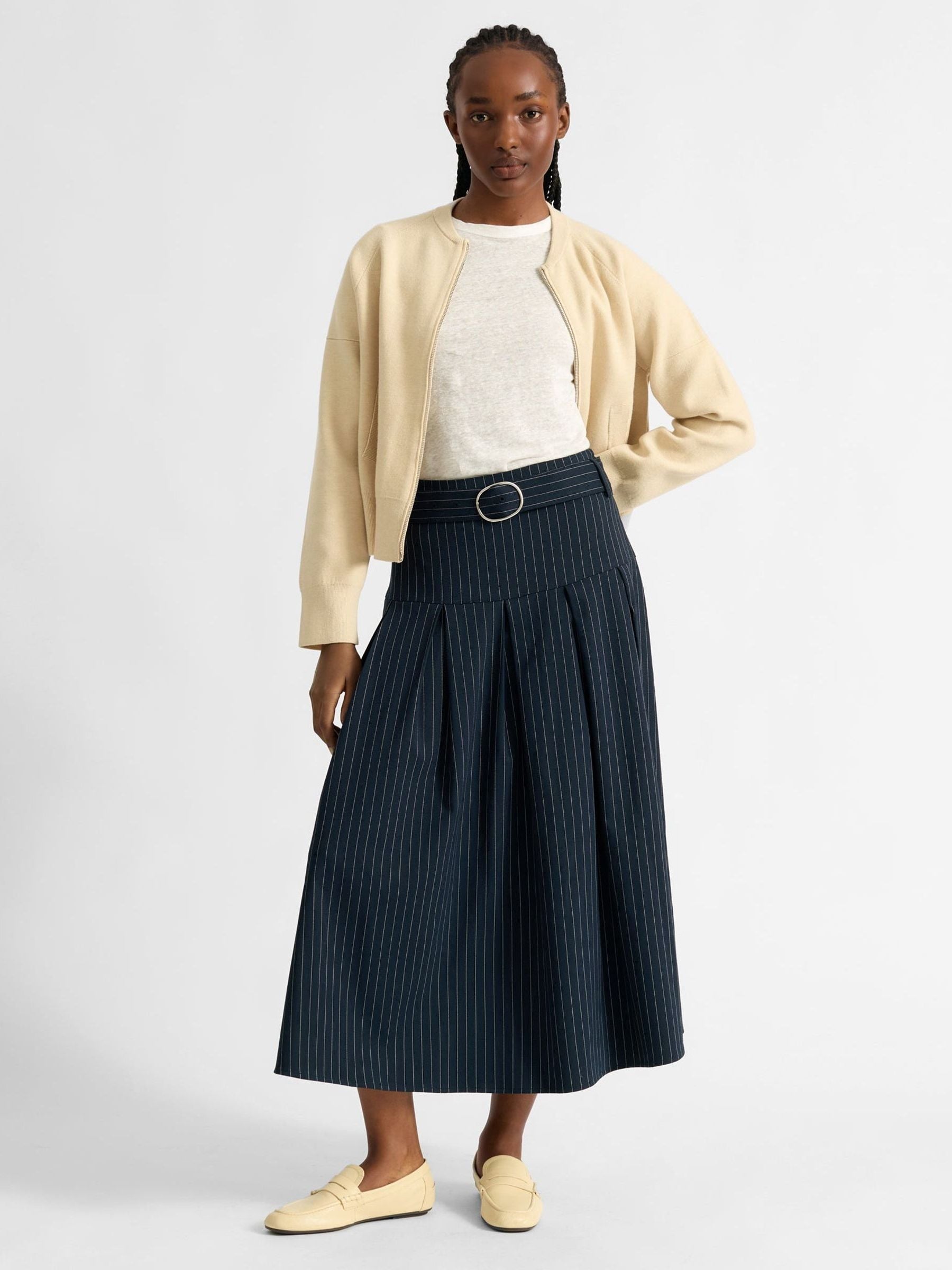 Buy Albaray Blue Pinstripe Midi Skirt from Next USA