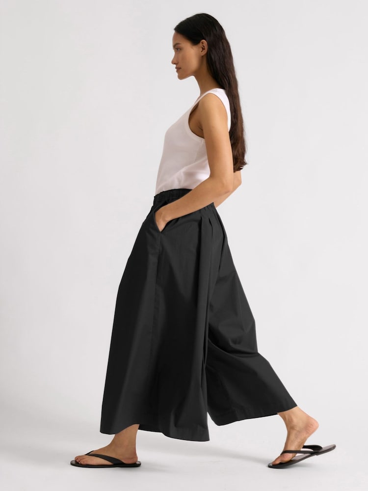 Albaray Black Cotton Wide Culottes - Image 1 of 5