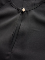 Black Long Sleeve V-Neck Overhead Blouse - Image 6 of 6