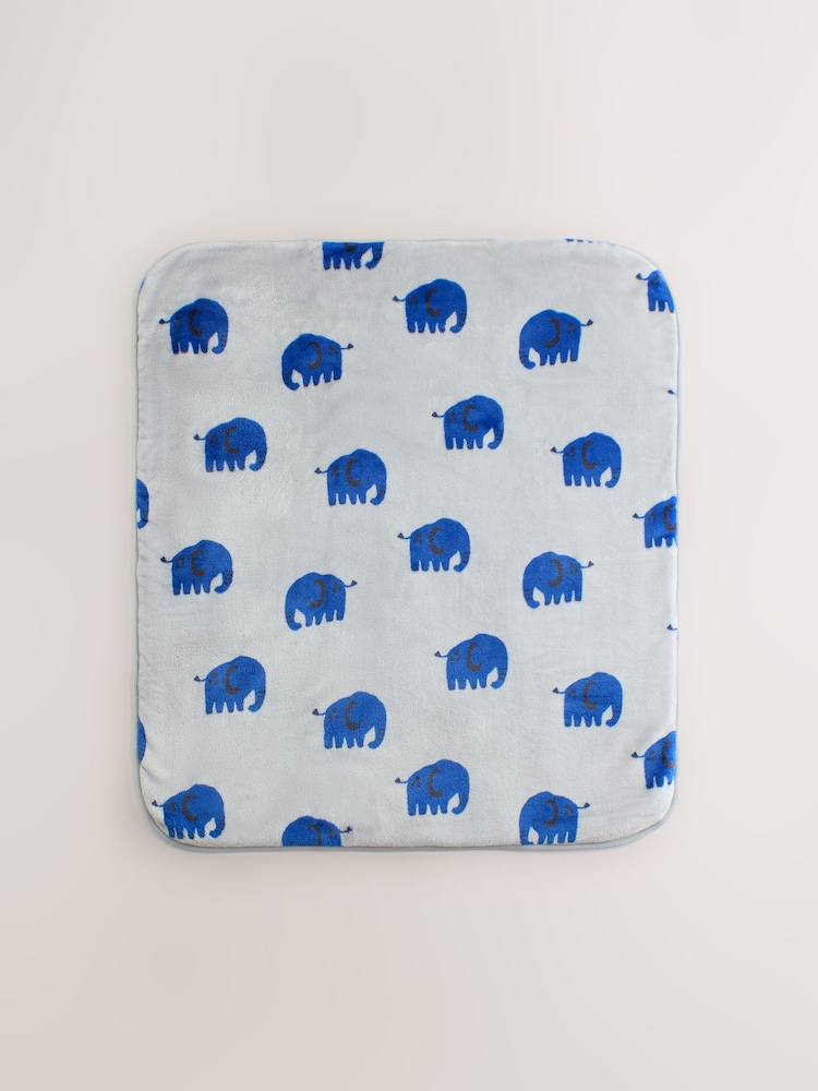 Blue Elephant Fleece Baby Blanket - Image 5 of 5 Blue Elephant Fleece Baby Blanket - Image 5 of 5