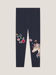 Monsoon Blue Embroidered Unicorn Leggings - Image 2 of 4