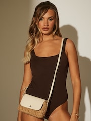 South Beach Natural Mini Straw Lined Cross-Body Bag - Image 1 of 5
