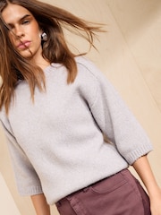 Friends Like These Grey Seam Detail Knitted T-Shirt - Image 4 of 5