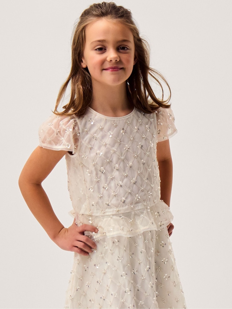 Monsoon White Gracie Embellished Peplum Top - Image 1 of 4