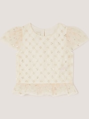 Monsoon White Gracie Embellished Peplum Top - Image 2 of 4
