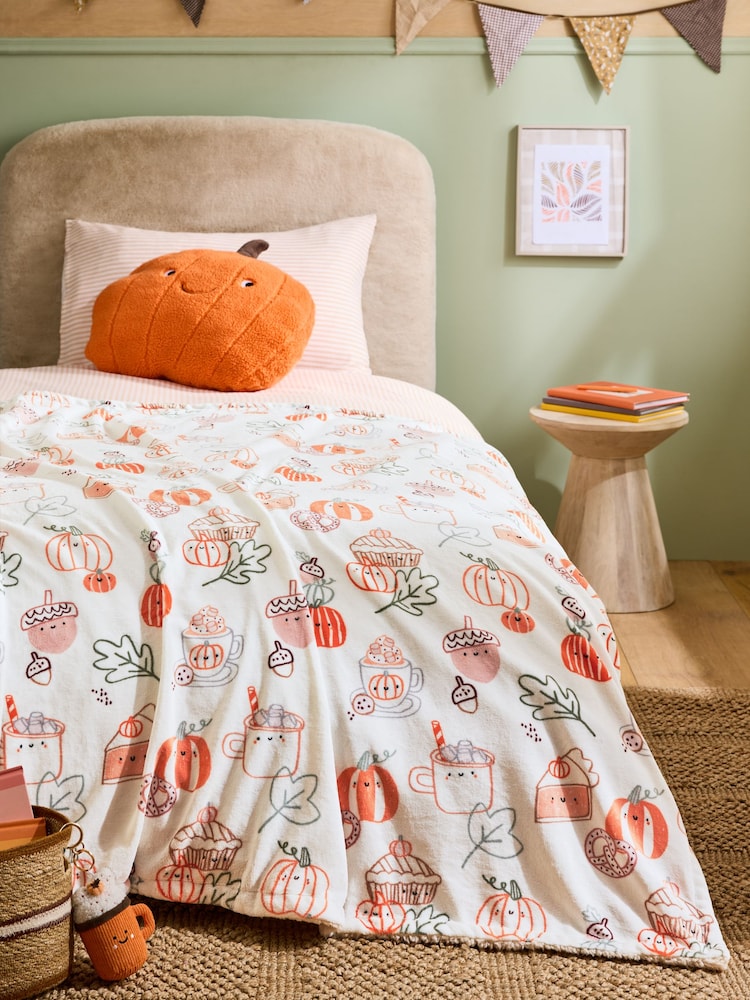 Pumpkin Sherpa Fleece Throw - Image 1 of 4 Pumpkin Sherpa Fleece Throw - Image 1 of 4