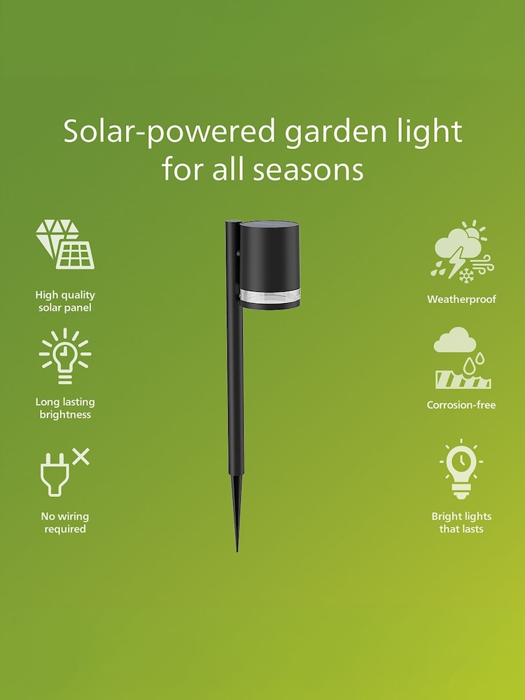 Philips Black LED Fyce Outdoor Solar Pedestal Light - Image 2 of 6