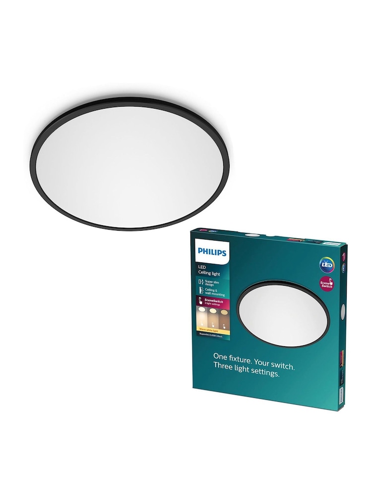 Philips Black LED Superslim 15W 27K Ceiling Light - Image 2 of 6