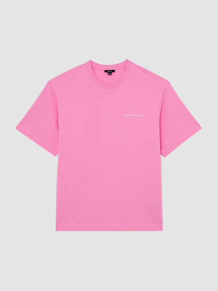 Reiss Pink Casa Cotton Logo Short-Sleeve Relaxed T-Shirt - Image 2 of 7