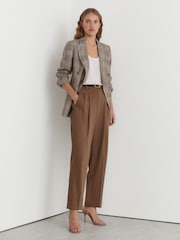 Reiss Taupe Neutral Clay Petite Lyocell Tapered Pleated Trousers - Image 1 of 7