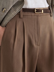 Reiss Taupe Neutral Clay Petite Lyocell Tapered Pleated Trousers - Image 4 of 7