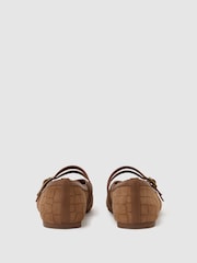 Reiss Tan Eliza Suede Croc-Embossed Ballet Flats - Image 3 of 5