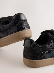 Black Sequin Wide Fit (G) Retro Trainers - Image 3 of 5