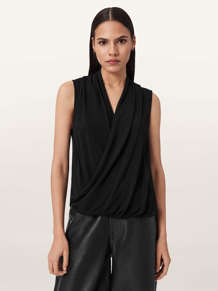 AllSaints Black Adaline Top - Image 1 of 7