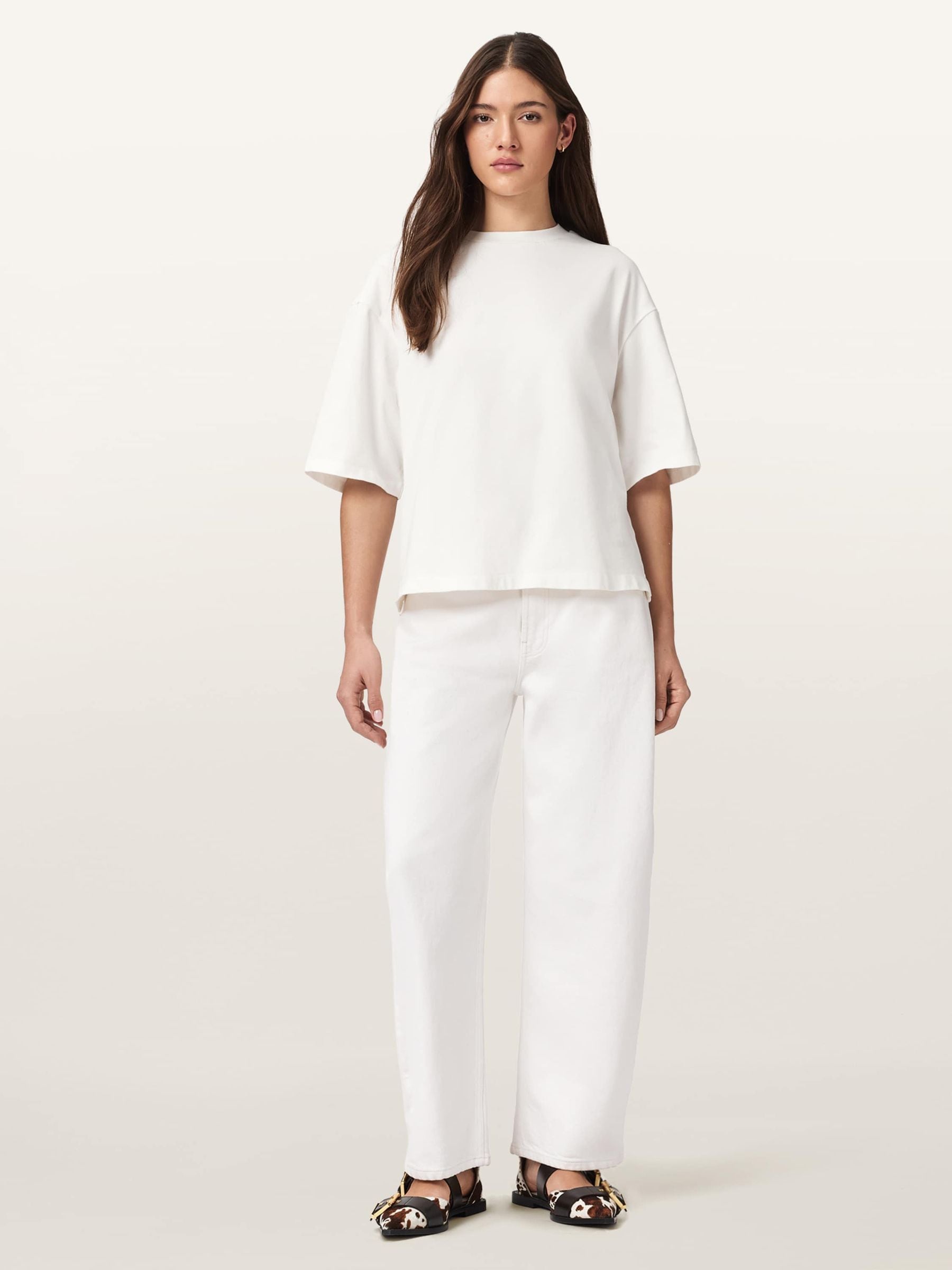 Buy AllSaints White Esme Amelie Crochet Back Detail Cotton T-Shirt