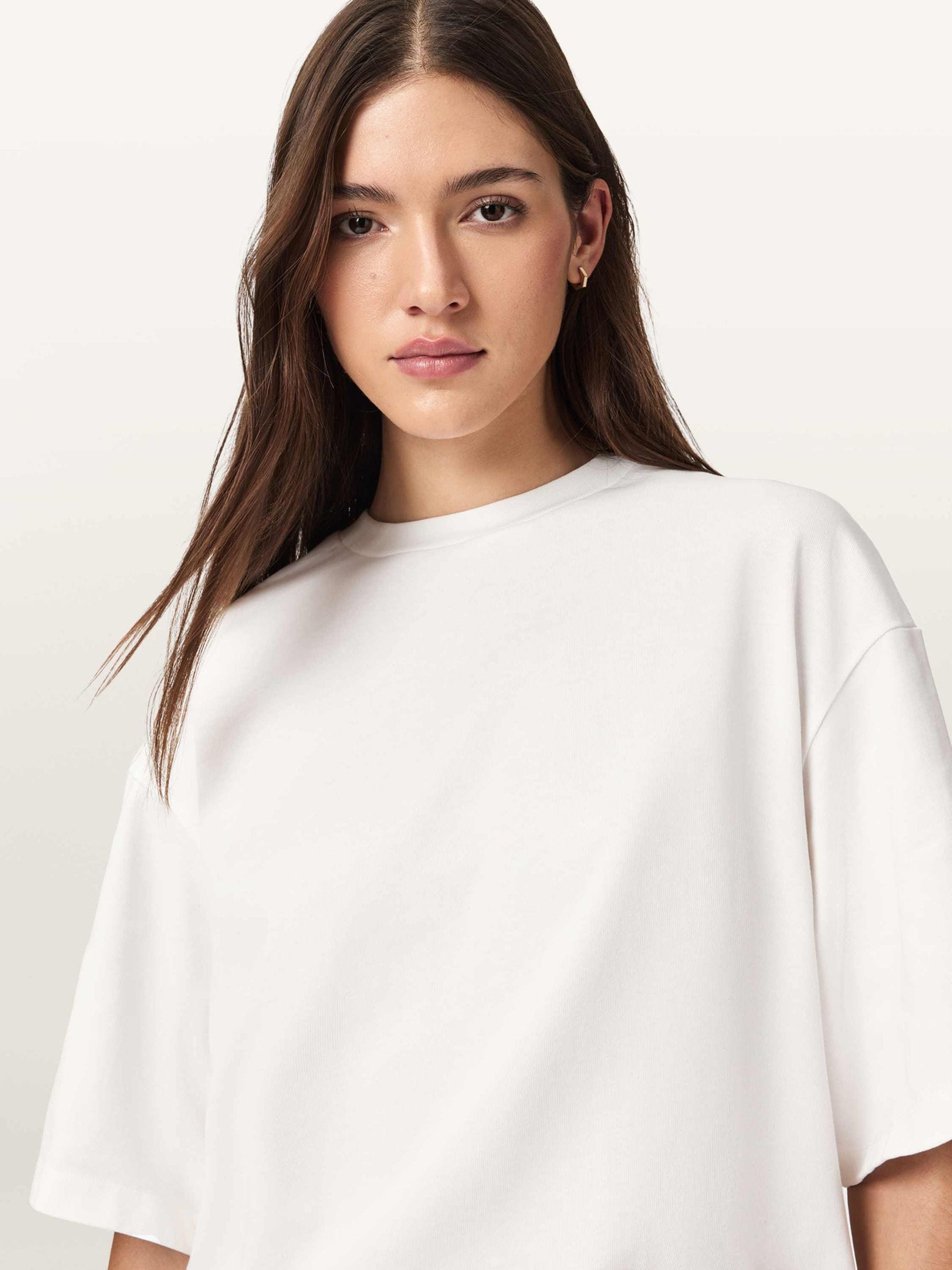 Buy AllSaints White Esme Amelie Crochet Back Detail Cotton T-Shirt