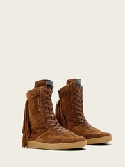 AllSaints Brown Louise Fringe High Top Trainers - Image 4 of 7