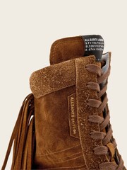 AllSaints Brown Louise Fringe High Top Trainers - Image 6 of 7