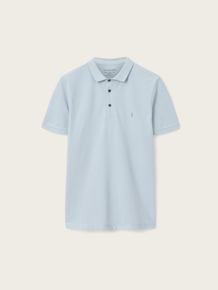 AllSaints Blue Reform Short Sleeve Polo Shirt - Image 8 of 8 AllSaints Blue Reform Short Sleeve Polo Shirt - Image 8 of 8