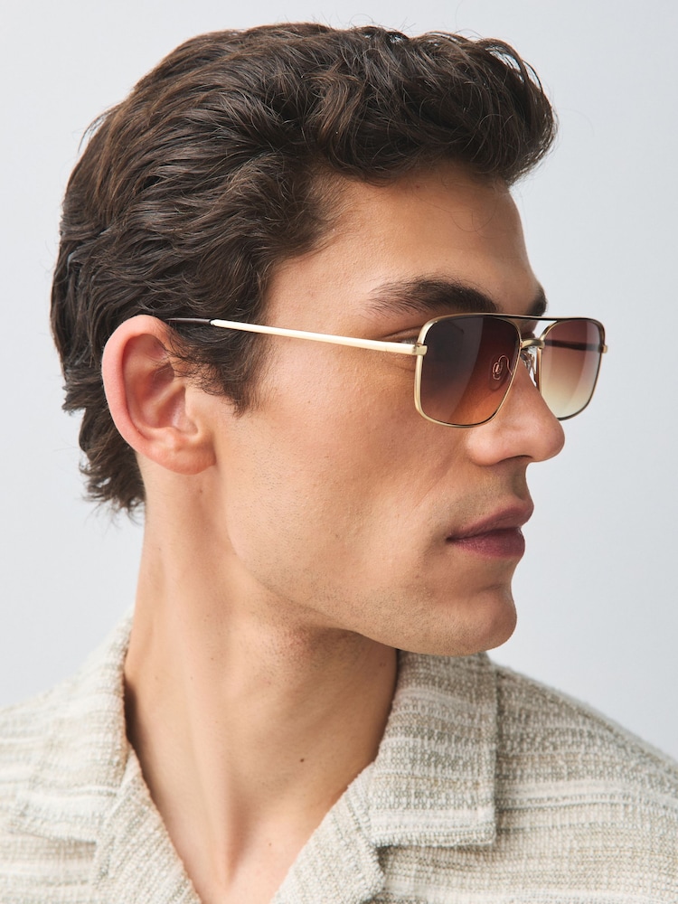 Brushed Gold Navigator Sunglasses - Image 2 of 5