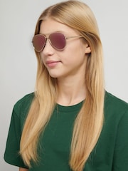 Polaroid Kids Pink Pilot Sunglasses - Image 5 of 6