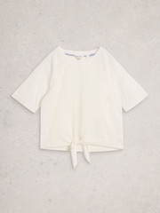 White Stuff White Embroidered Tie Hem Top - Image 1 of 2