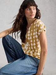 White Stuff GREEN MLT Nelly Notch Neck T-Shirt - Image 3 of 6