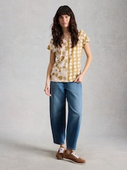 White Stuff GREEN MLT Nelly Notch Neck T-Shirt - Image 4 of 6