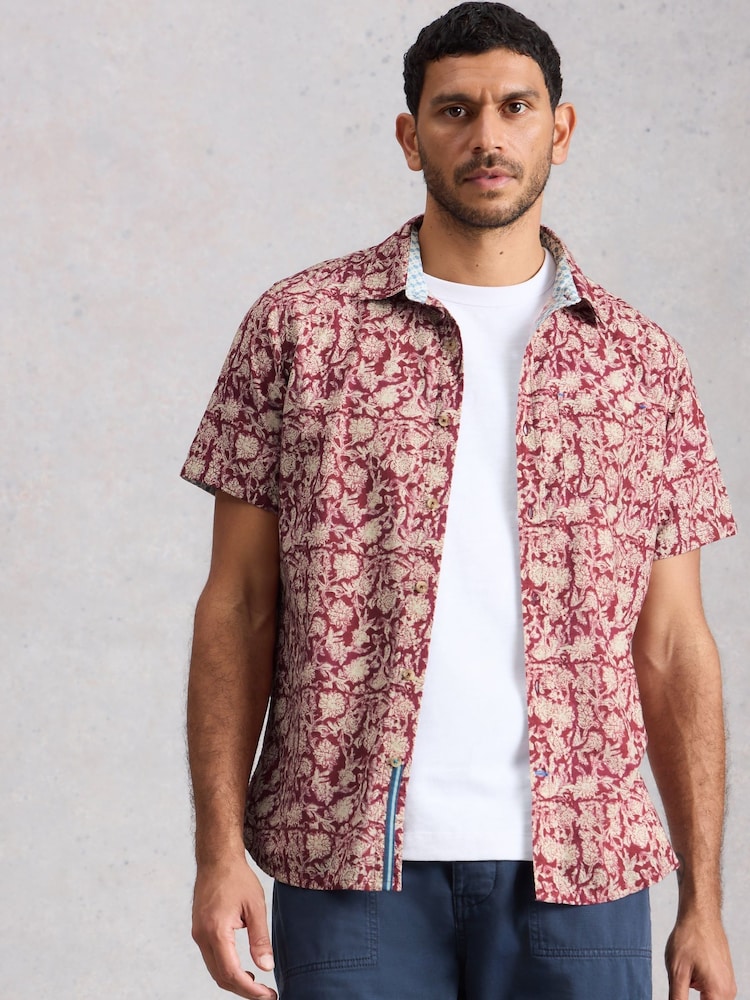 White Stuff Red Finsbury Ss Floral Print Shirt - Image 1 of 6