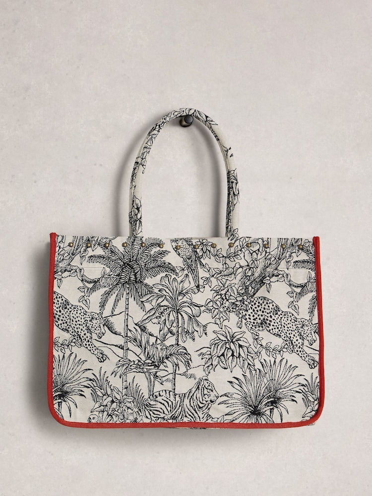 White Stuff White Jasmine Jacquard Tote Bag - Image 2 of 5 White Stuff White Jasmine Jacquard Tote Bag - Image 2 of 5