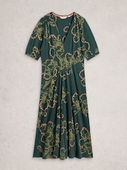 White Stuff Dark Green Petite Megan Jersey Dress - Image 1 of 2