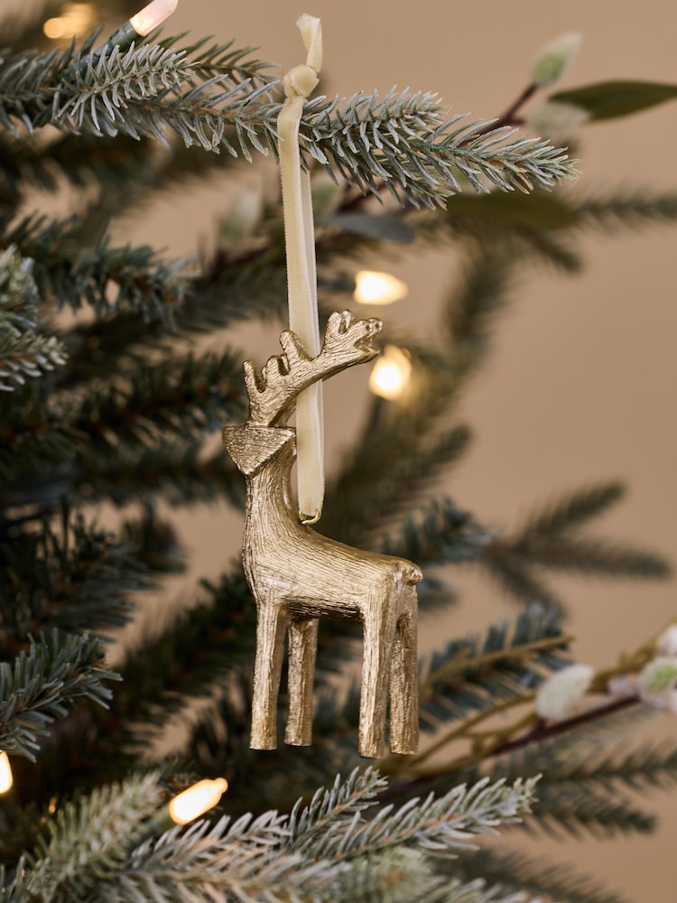 Gold Reindeer Christmas Bauble - Image 1 of 3 Gold Reindeer Christmas Bauble - Image 1 of 3