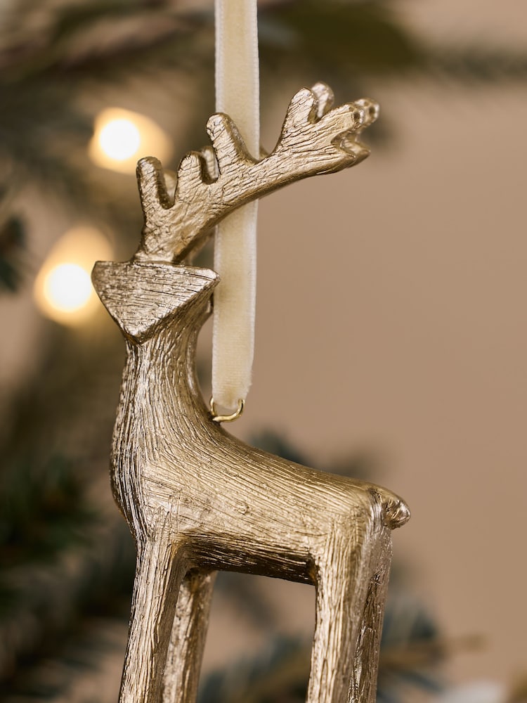 Gold Reindeer Christmas Bauble - Image 3 of 3 Gold Reindeer Christmas Bauble - Image 3 of 3