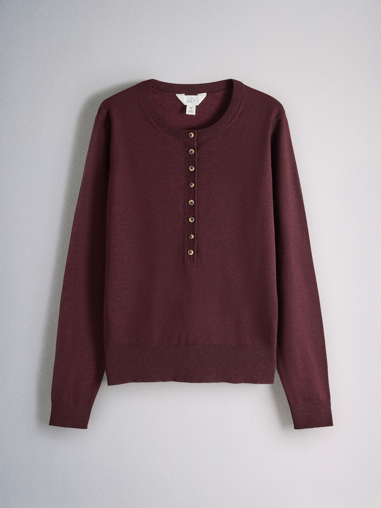 The Set 3 Pack Henley Jumper With Wool Navy Blue/Light Grey/Burgundy Red - Image 2 of 6 The Set 3 Pack Henley Jumper With Wool Navy Blue/Light Grey/Burgundy Red - Image 2 of 6