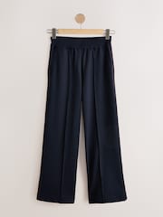 Navy Blue Ponte Wide Leg Trousers with Side Stripes - Image 5 of 9
