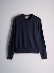 The Set Crew Neck Long Sleeve Merino Cardigan Navy Blue - Image 5 of 7