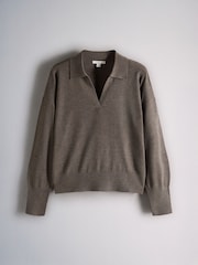 The Set 3 Pack Trophy Neck Long Sleeve Jumpers With Wool Stone Brown/Taupe/Chocolate Brown - Image 8 of 10