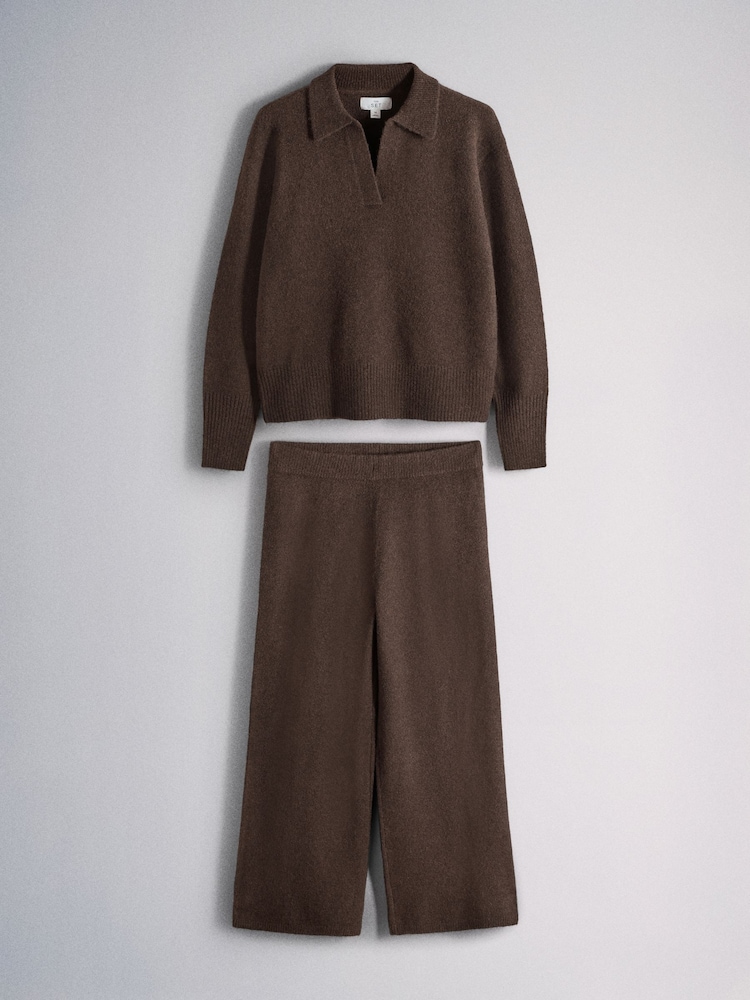 The Set Trophy Neck Top and Jogger Set Chocolate Brown - Image 2 of 11 The Set Trophy Neck Top and Jogger Set Chocolate Brown - Image 2 of 11