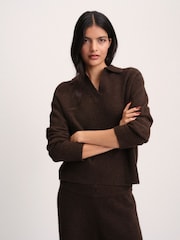 The Set Trophy Neck Top and Jogger Set Chocolate Brown - Image 6 of 11