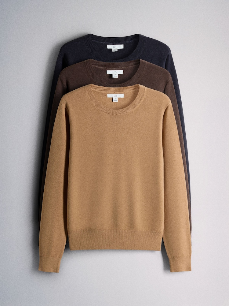 The Set 3 Pack Soft Knit Crew Neck Long Sleeve Jumpers - Larawan 2 ng 12