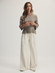 The Set 3 Pack Crew Neck Knitted T-Shirts Oatmeal/Stone Brown/Chocolate Brown - Image 3 of 11