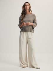 The Set 3 Pack Crew Neck Knitted T-Shirts Oatmeal/Stone Brown/Chocolate Brown - Image 4 of 11