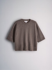 The Set 3 Pack Crew Neck Knitted T-Shirts Oatmeal/Stone Brown/Chocolate Brown - Image 7 of 11